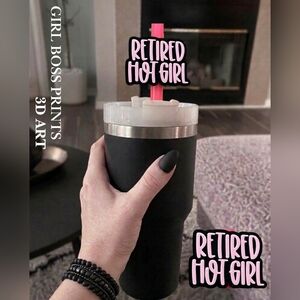 3d Printed Retired Hot Girl Straw Topper ( Cup Not Included )